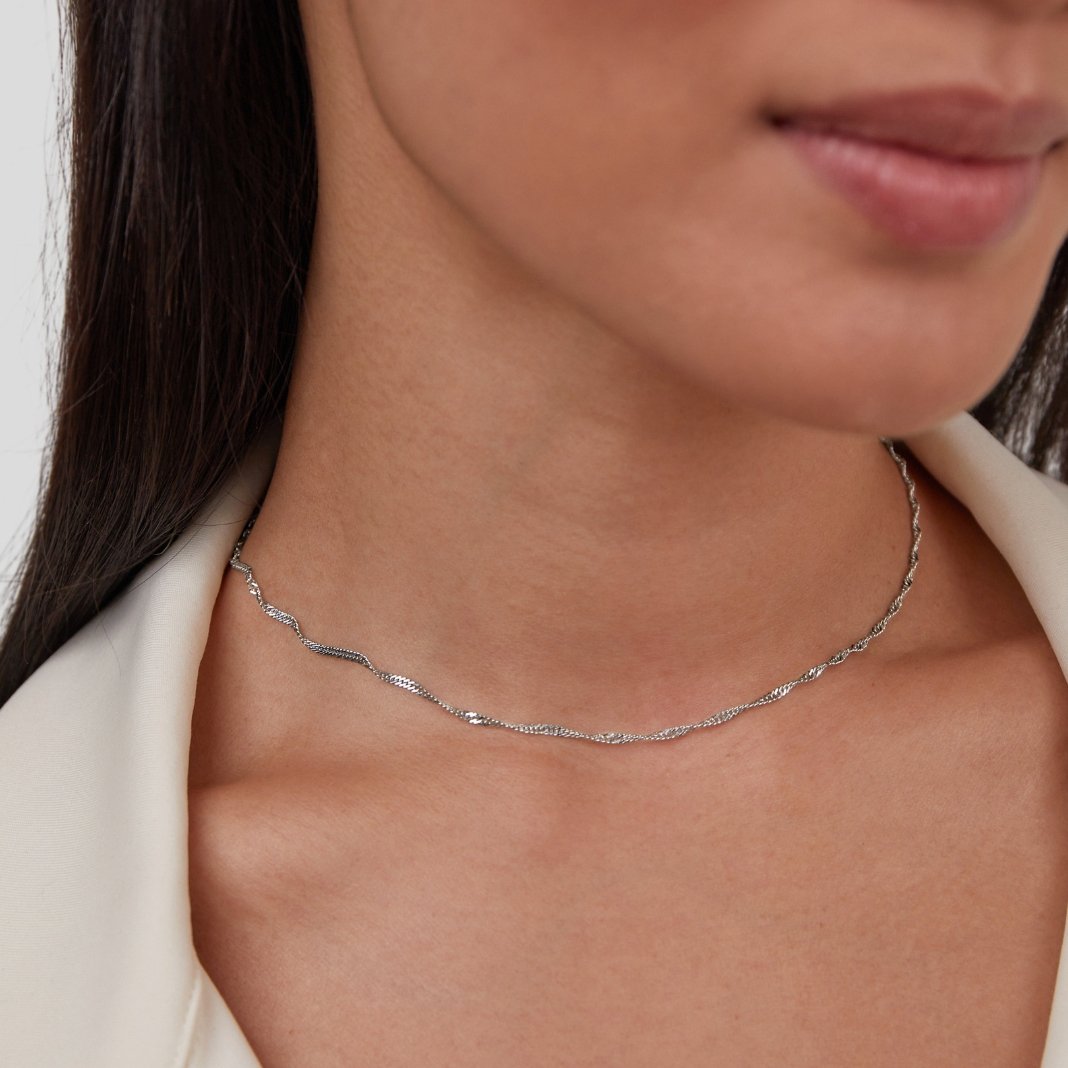 Mila Rope-Twist Silver-Tone Chain Necklace