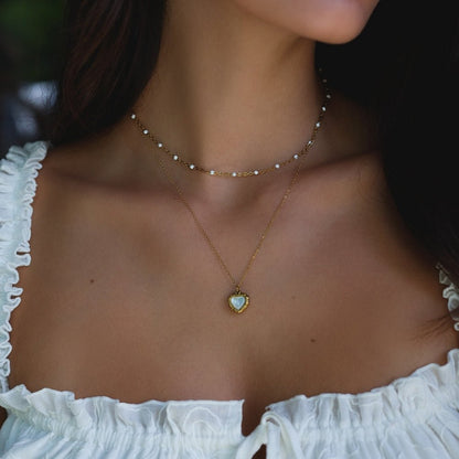 Mila Chalk White Beaded Chain Necklace