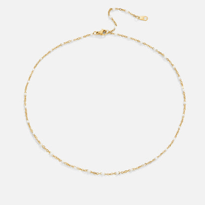 Mila Chalk White Beaded Chain Necklace
