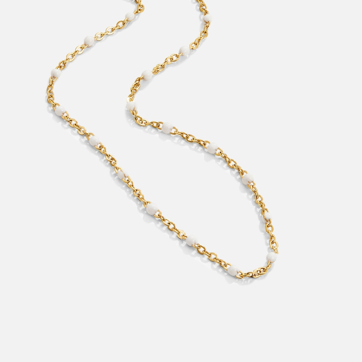 Mila Chalk White Beaded Chain Necklace