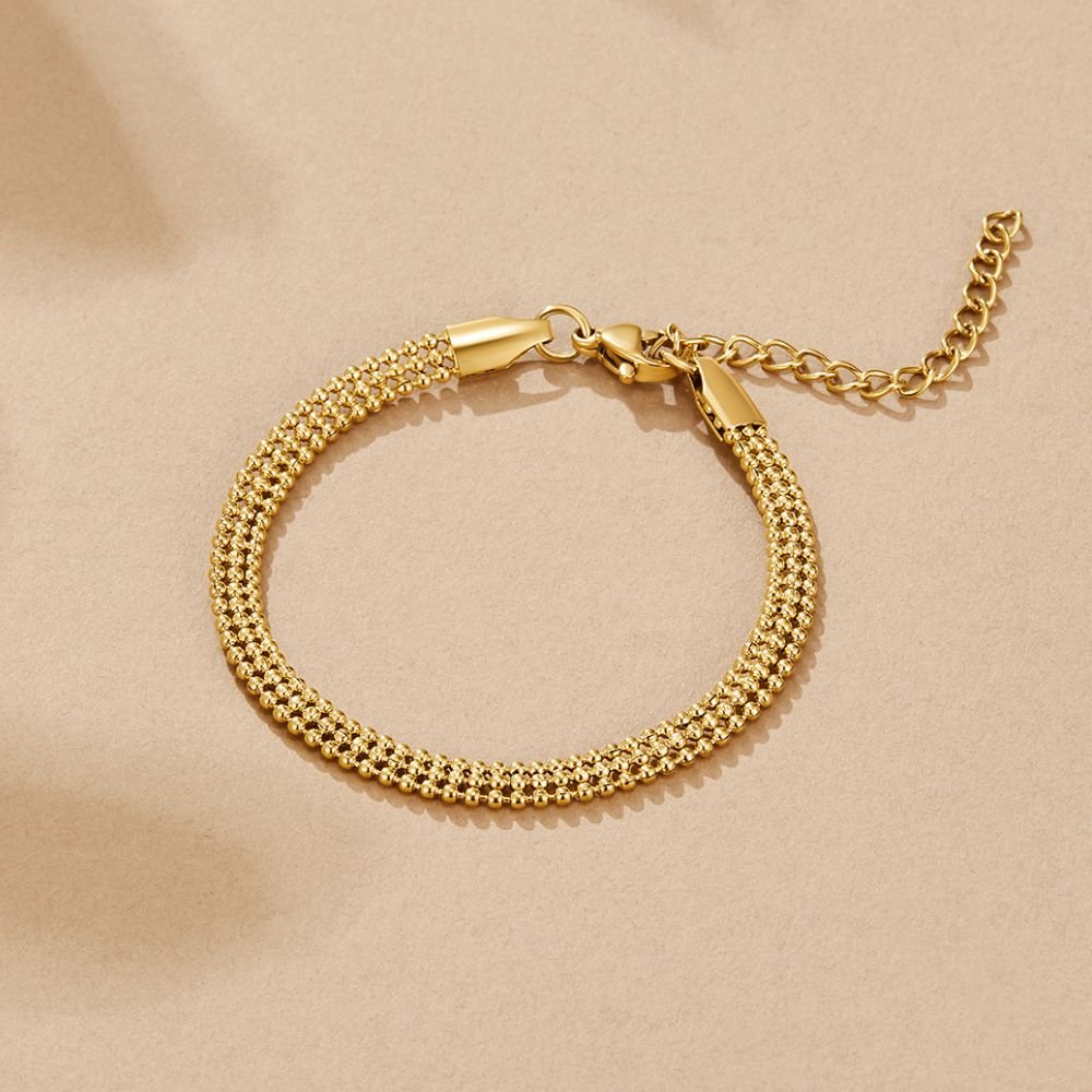 Milan Fine Bead and Gold-Tone Link Bracelet