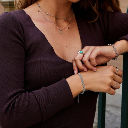 Milan Fine Bead and Silver-Tone Link Bracelet