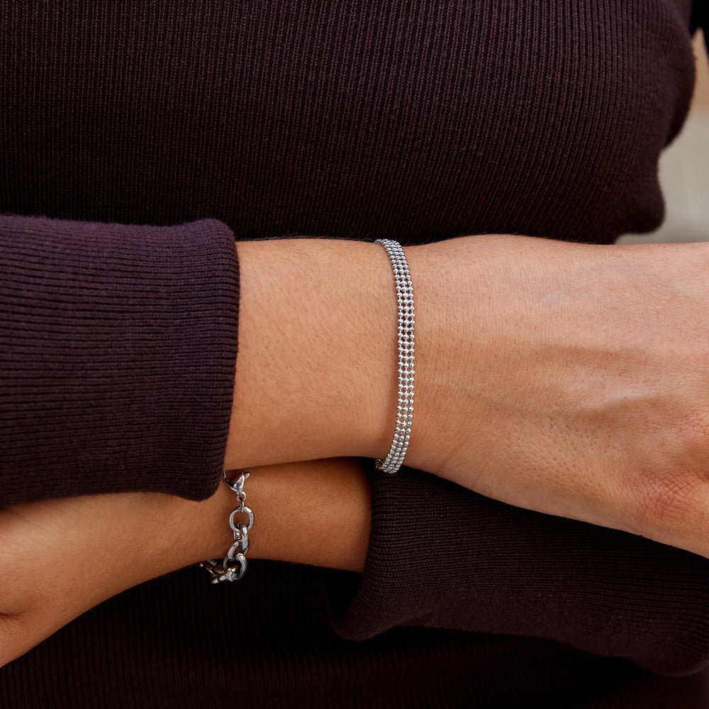 Milan Fine Bead and Silver-Tone Link Bracelet