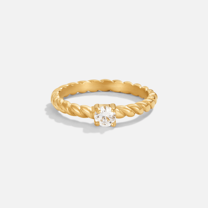 Milan Crystal-Set Twist Ring in Gold-Tone