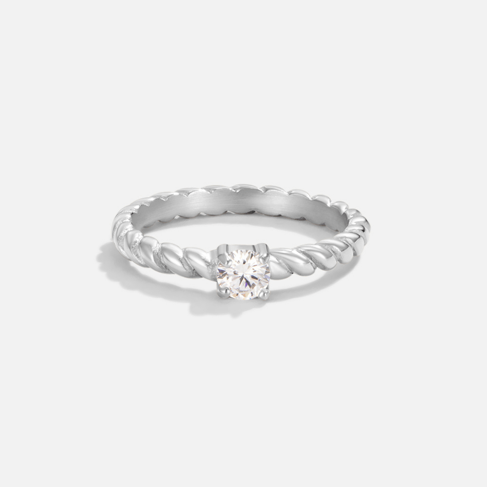 Milan Crystal-Set Twist Ring in Silver-Tone