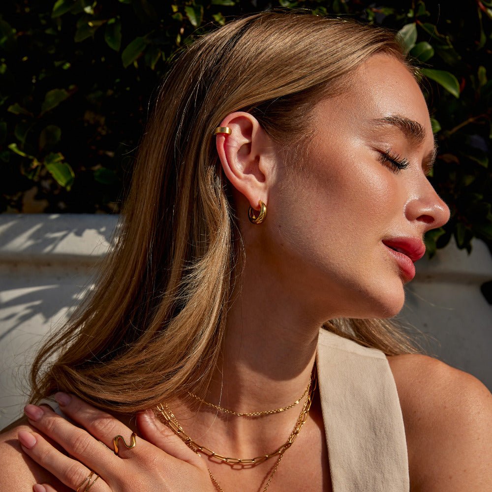 Millie Slim Gold-Tone No-Piercing Cuff Earrings