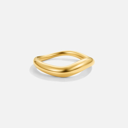 Mina Curved Wave Gold-Tone Slim Band Ring