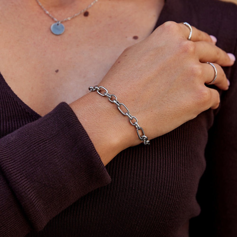 Miriam Heavy Link Silver-Tone Bracelet