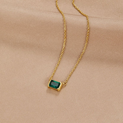 Monica Deep Green Stone Pendant Necklace