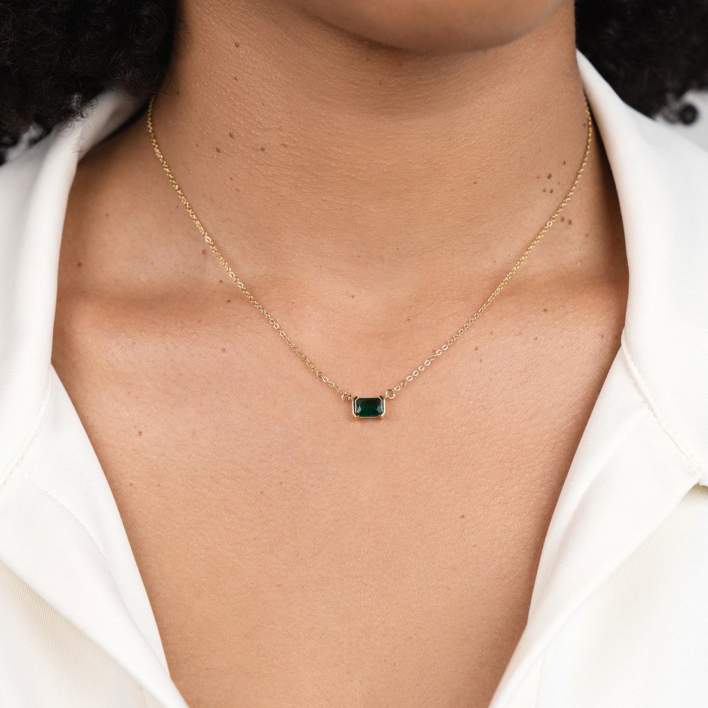 Monica Deep Green Stone Pendant Necklace
