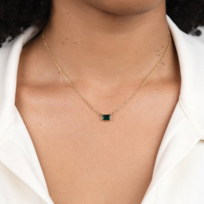 Monica Deep Green Stone Pendant Necklace