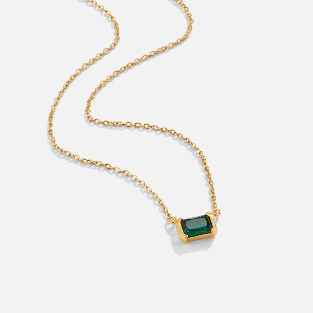 Monica Deep Green Stone Pendant Necklace