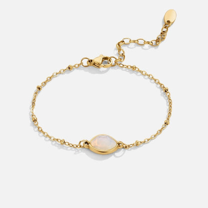 Moonstone-Effect Charm Fine Chain Bracelet