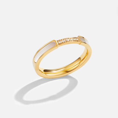 Mother of Pearl Disc and Crystal Halo Ring