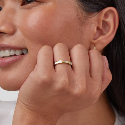 Mother of Pearl Disc and Crystal Halo Ring