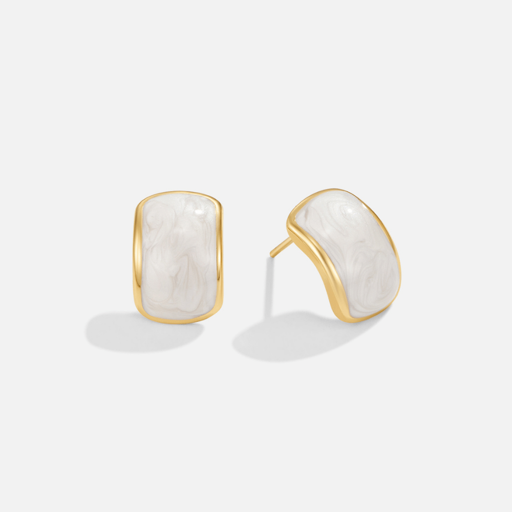 Shimmering Mother-of-Pearl Half Hoop Earrings