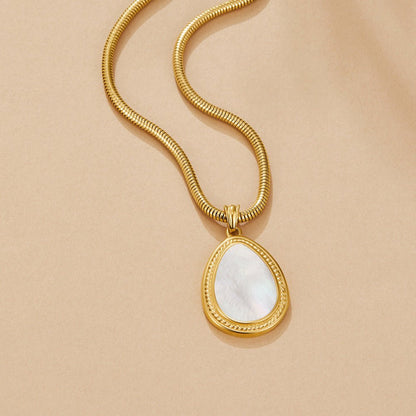Mother of Pearl Teardrop Pendant Necklace