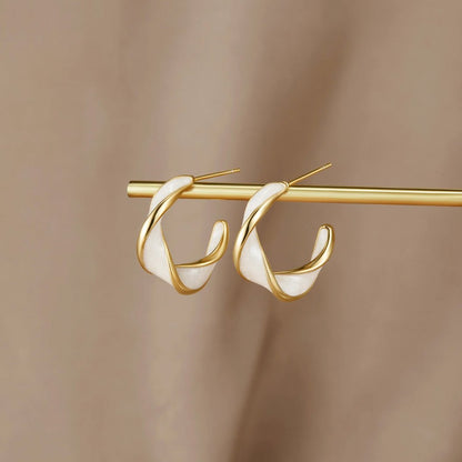 Twisted Hoop Earrings in Mother of Pearl