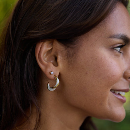 Twisted Hoop Earrings in Mother of Pearl