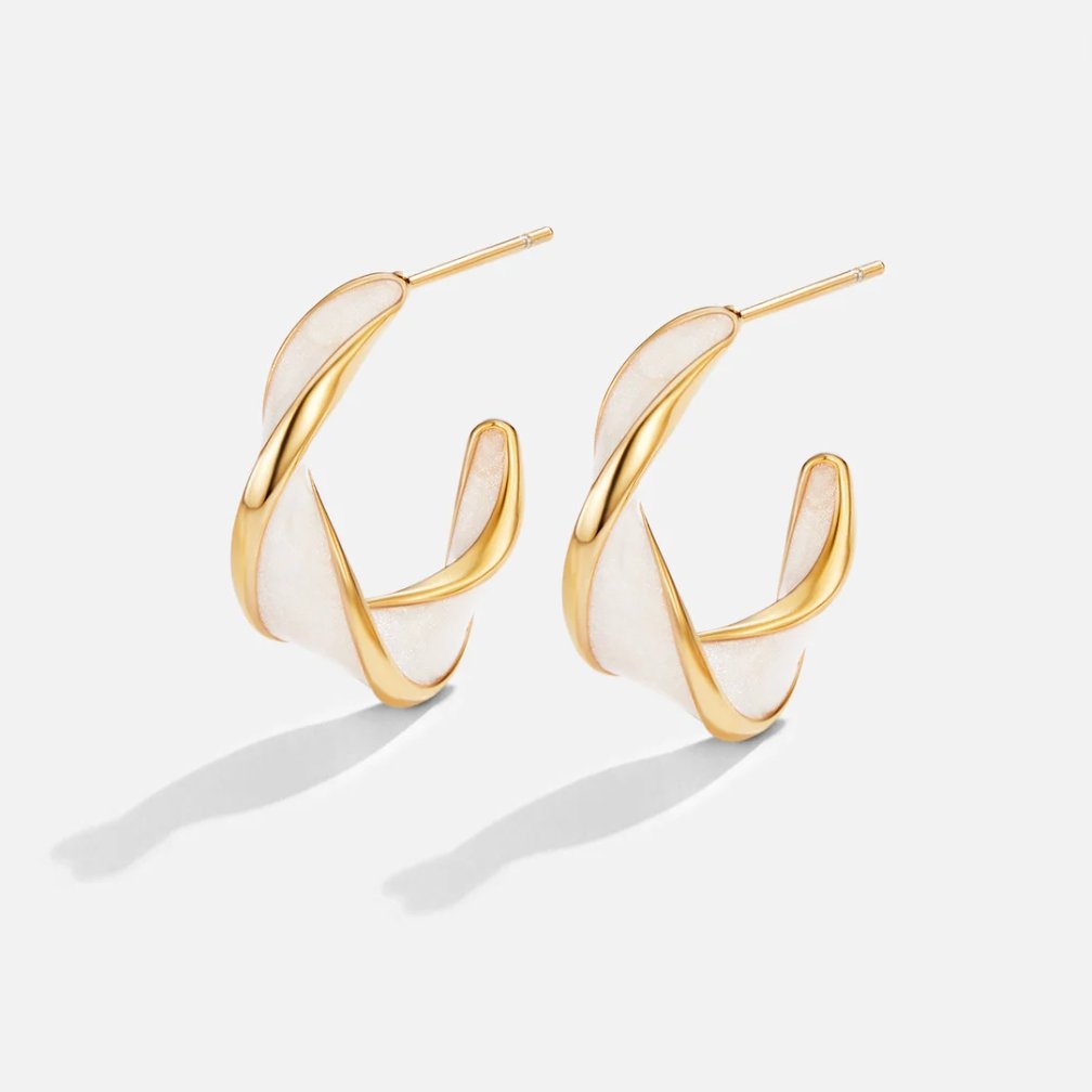 Twisted Hoop Earrings in Mother of Pearl
