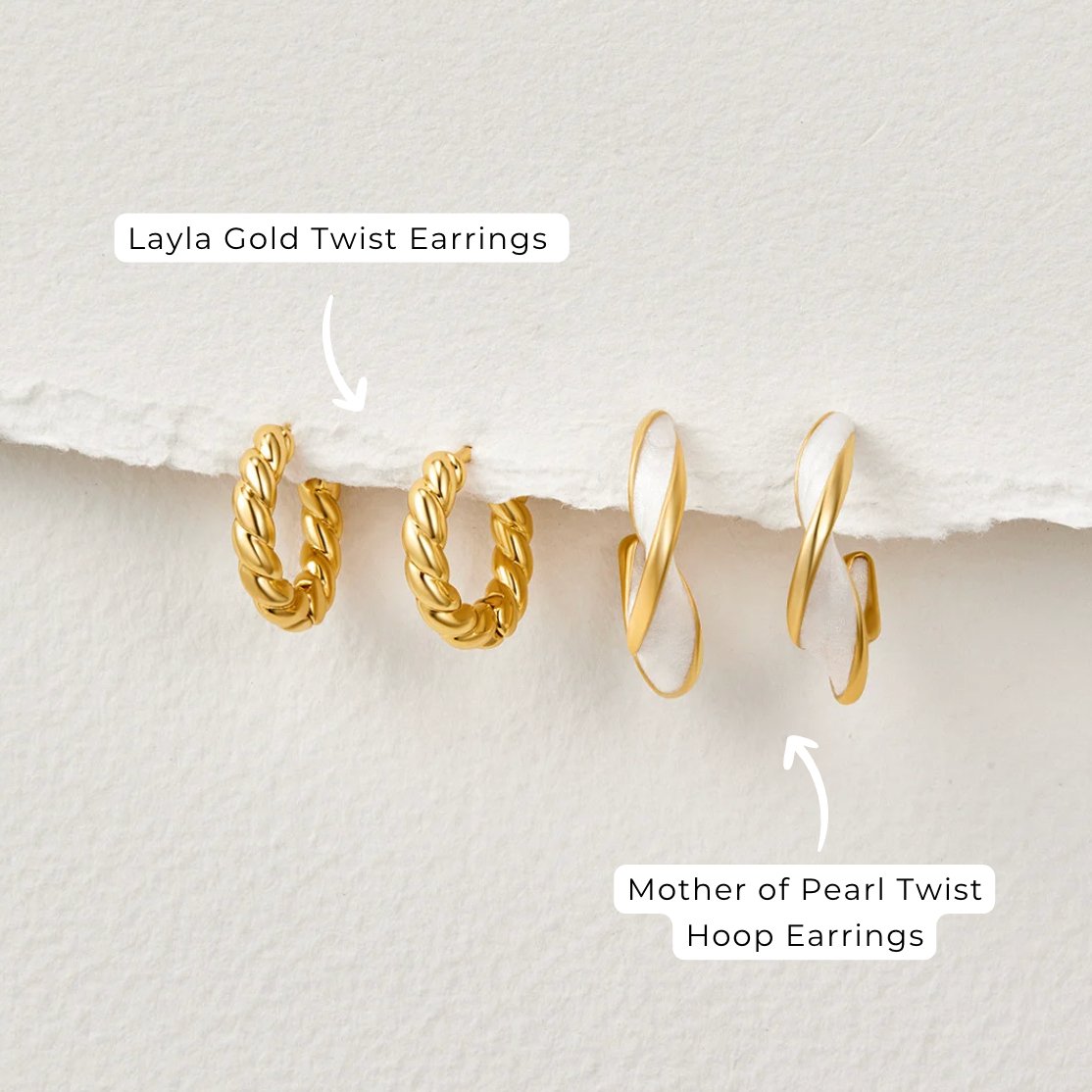 Twisted Hoop Earrings in Mother of Pearl