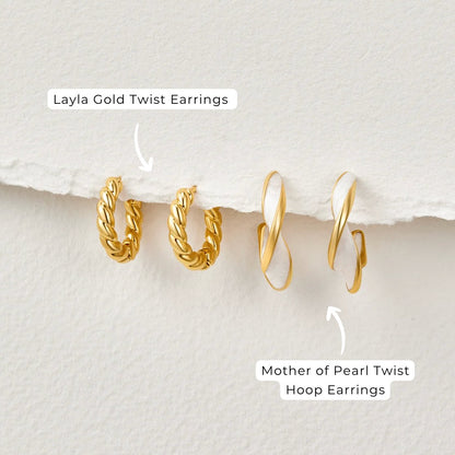 Twisted Hoop Earrings in Mother of Pearl