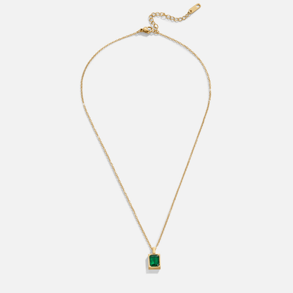 Moss Green Faceted Crystal Pendant Necklace