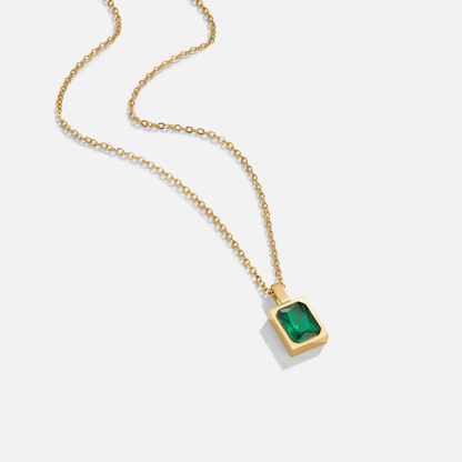 Moss Green Faceted Crystal Pendant Necklace