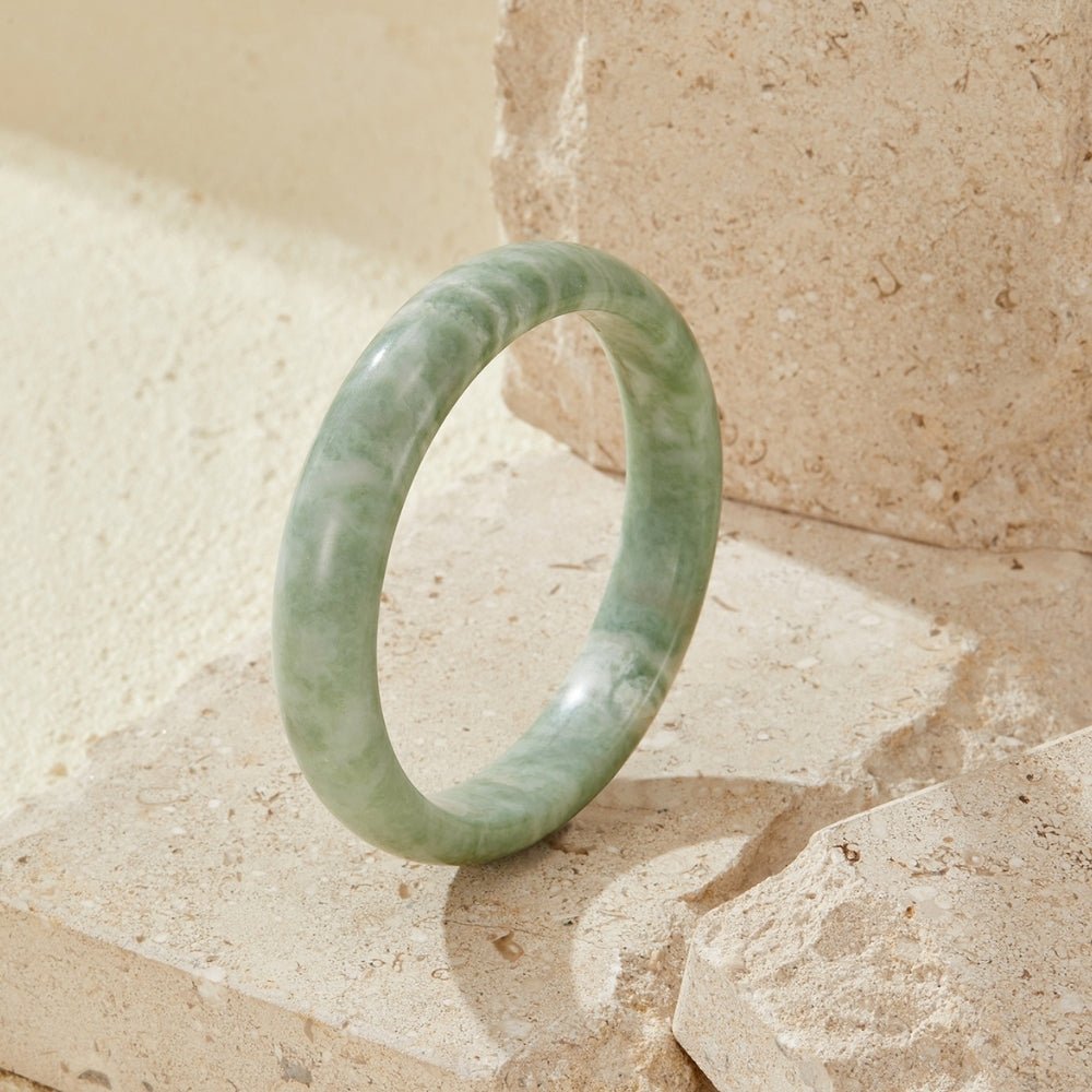 Pale Jade Green Stone-Look Rounded Bangle