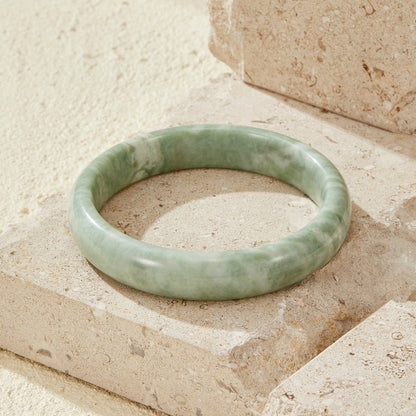 Pale Jade Green Stone-Look Rounded Bangle