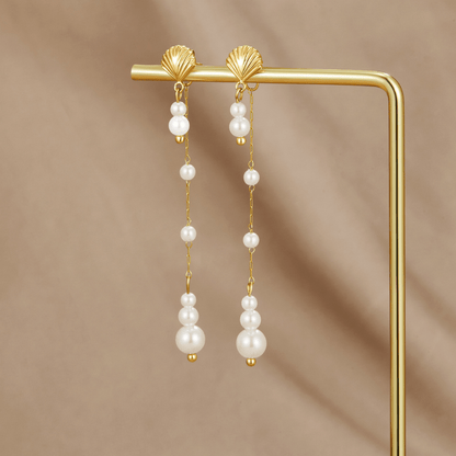 Neesa Swaying Pearl Tassel Drop Earrings