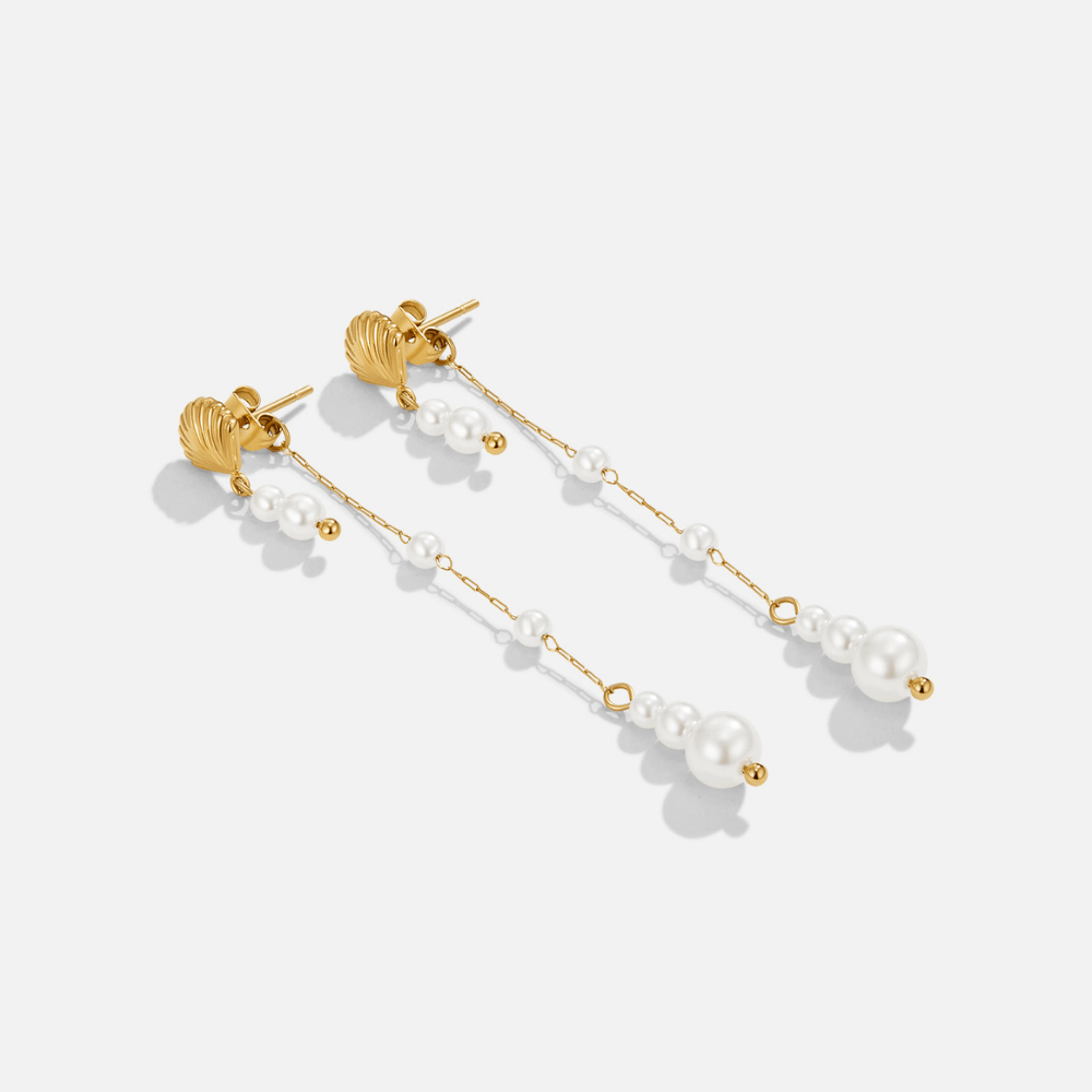 Neesa Swaying Pearl Tassel Drop Earrings