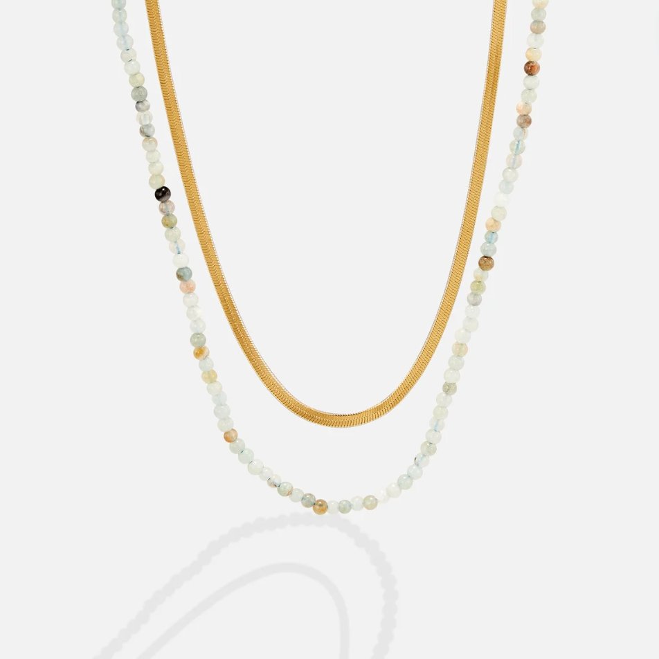 Neesa Stone-Look Bead Double Layer Necklace