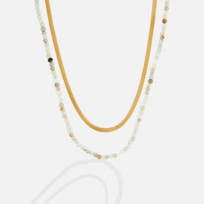Neesa Stone-Look Bead Double Layer Necklace
