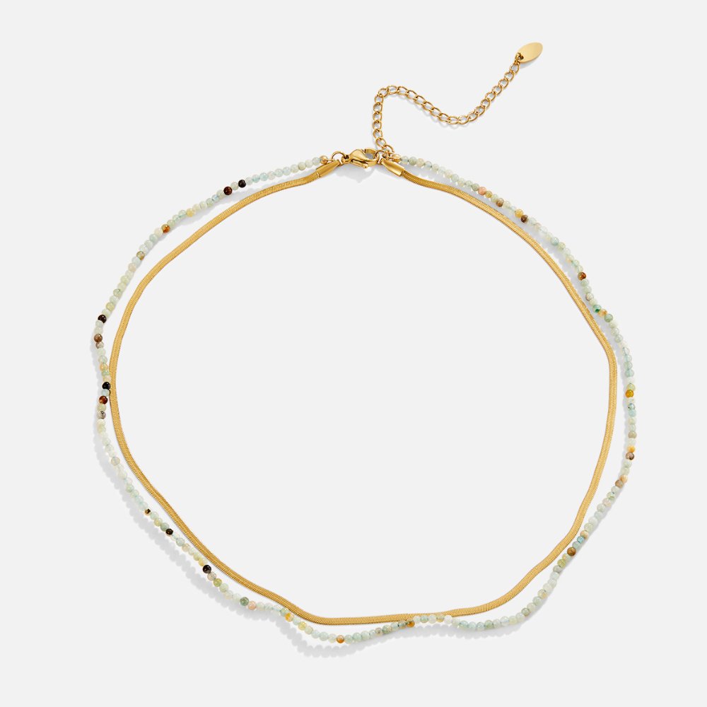 Neesa Stone-Look Bead Double Layer Necklace