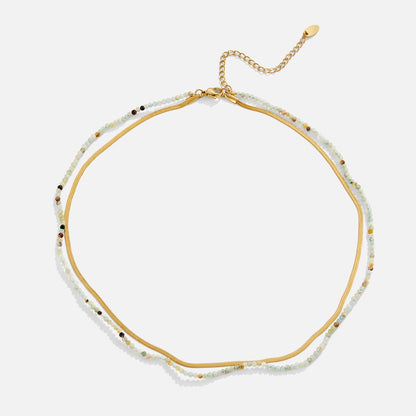 Neesa Stone-Look Bead Double Layer Necklace