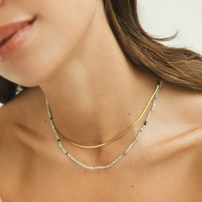 Neesa Stone-Look Bead Double Layer Necklace