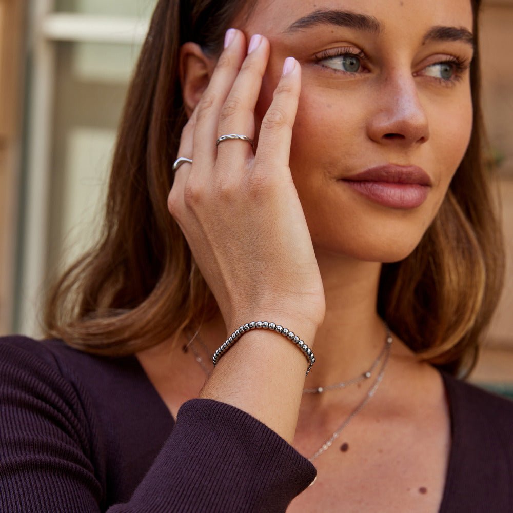 Niloya Small Bead Silver-Tone Bracelet