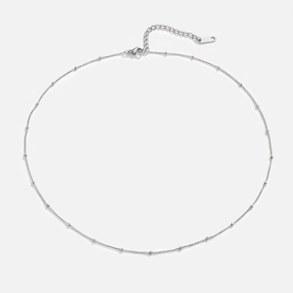 Niyah Tiny Bead Silver-Tone Chain Necklace