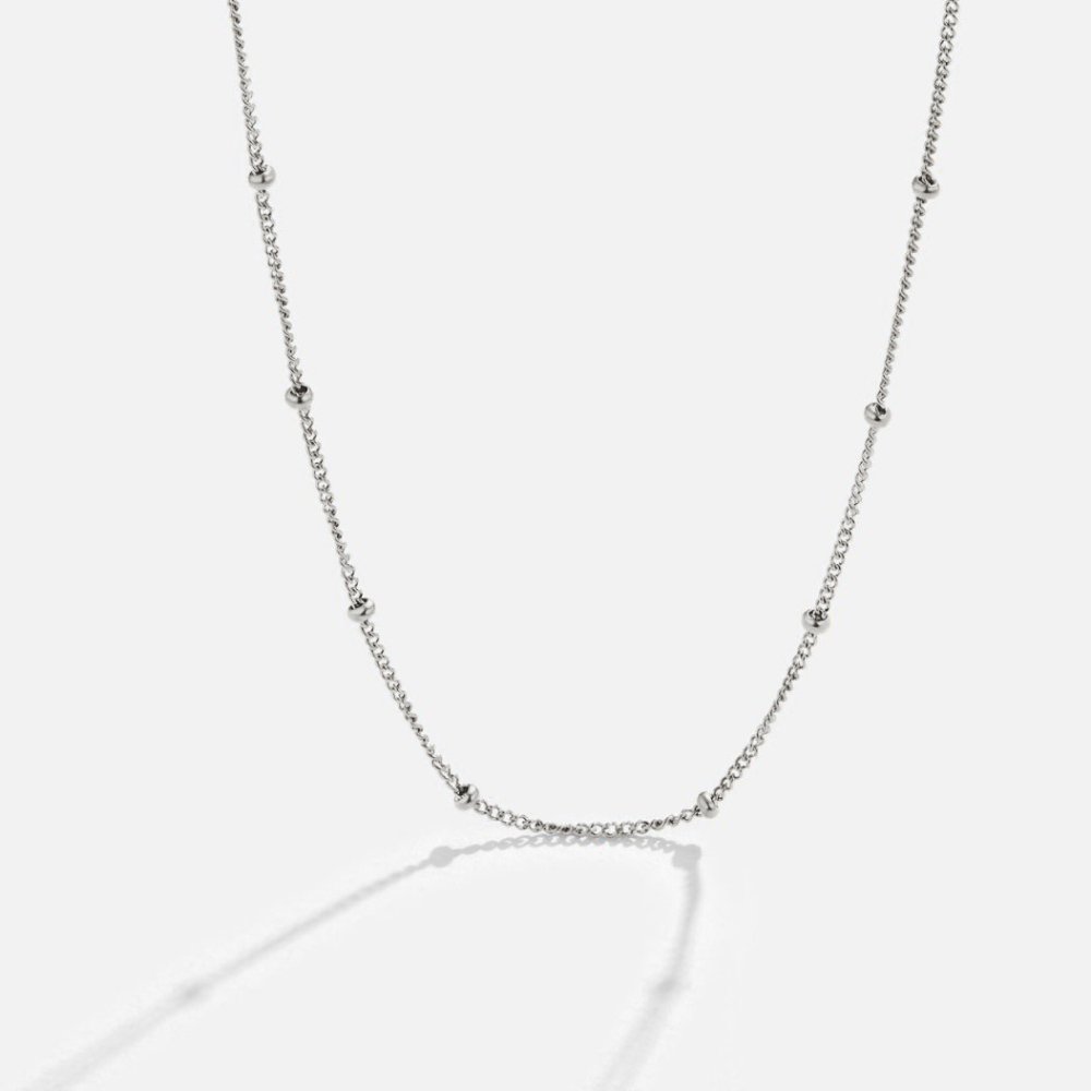 Niyah Tiny Bead Silver-Tone Chain Necklace