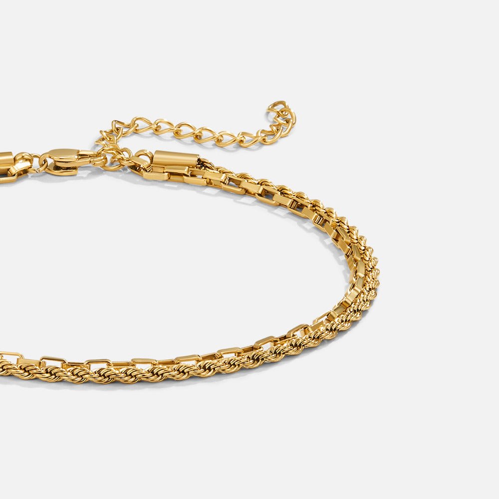 Nora Double Box Chain Anklet