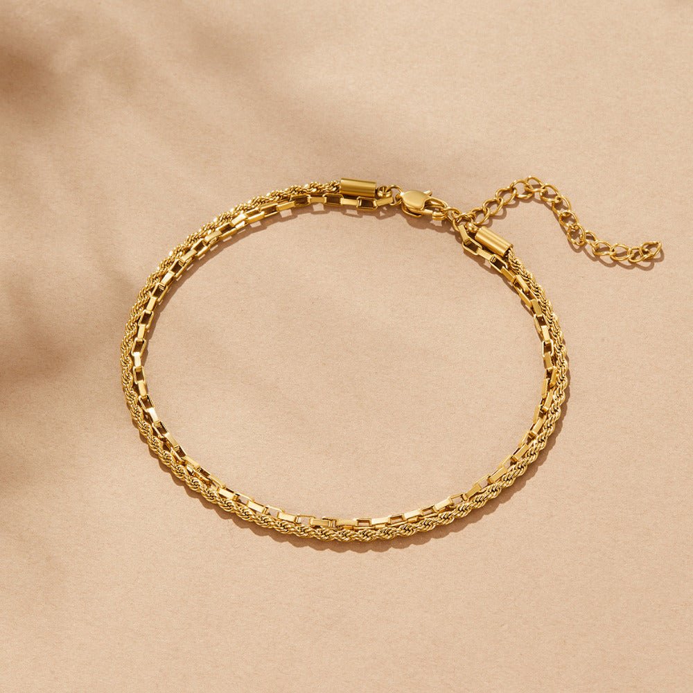 Nora Double Box Chain Anklet