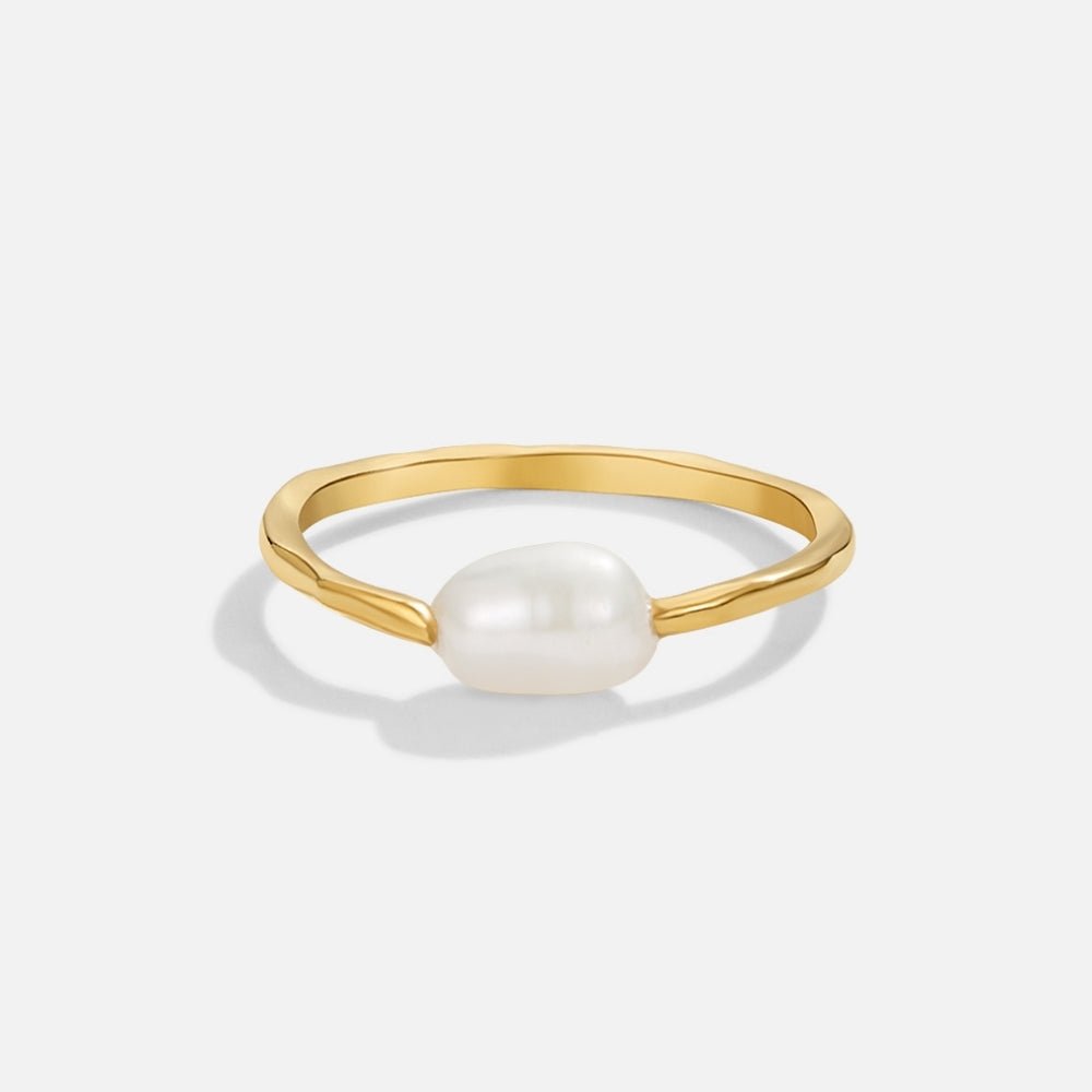 Nura Single Freshwater Pearl Slender Band Ring