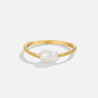 Nura Single Freshwater Pearl Slender Band Ring