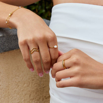 Nura Single Freshwater Pearl Slender Band Ring