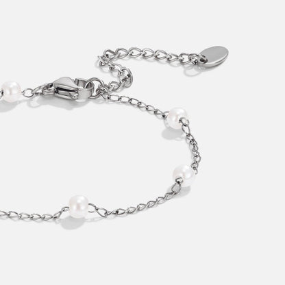 Nura Pearl and Silver-Tone Chain Bracelet
