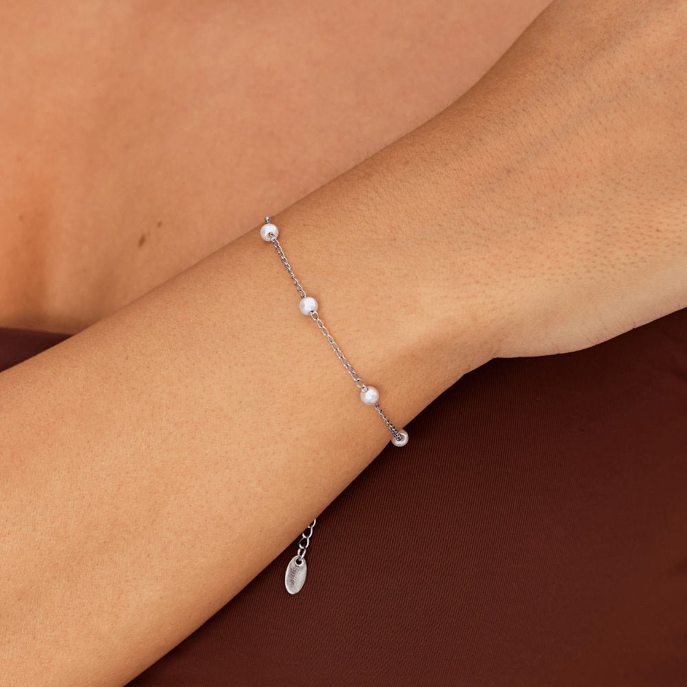 Nura Pearl and Silver-Tone Chain Bracelet