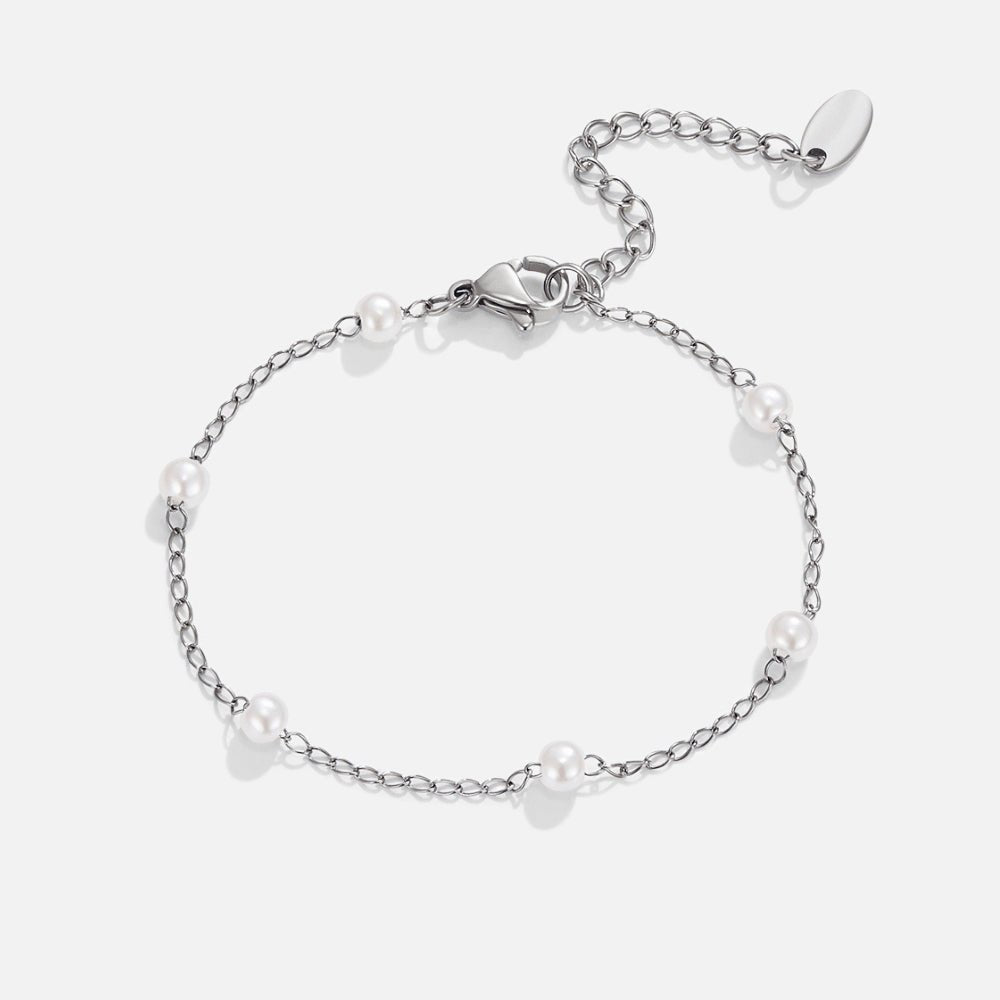 Nura Pearl and Silver-Tone Chain Bracelet