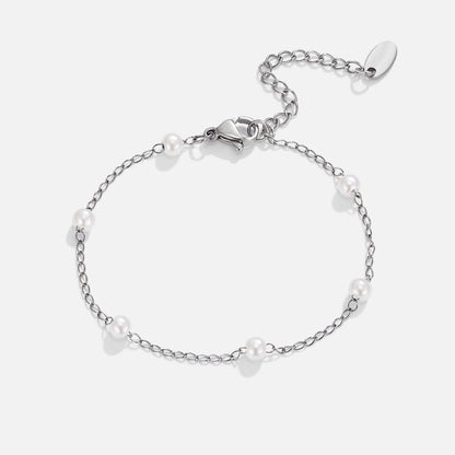 Nura Pearl and Silver-Tone Chain Bracelet