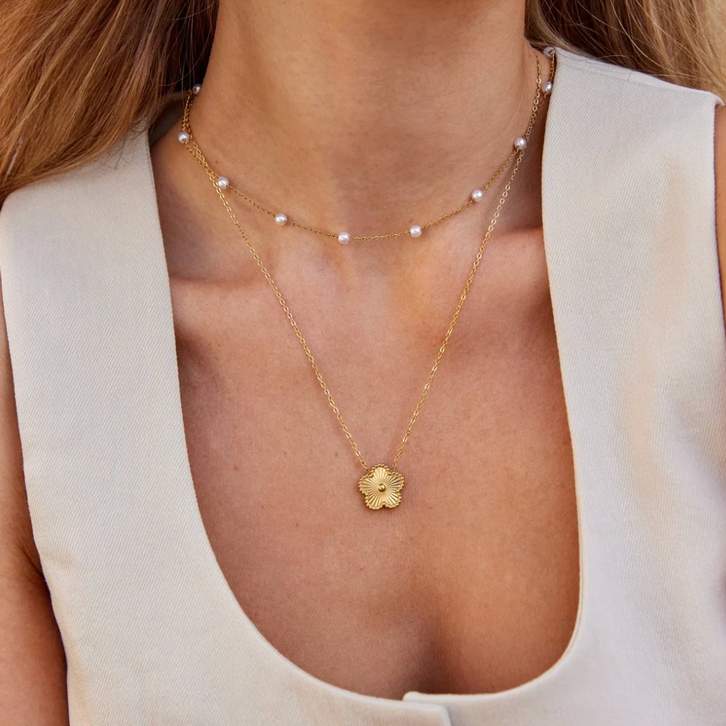 Nura Pearl-Effect Bead Gold-Tone Necklace